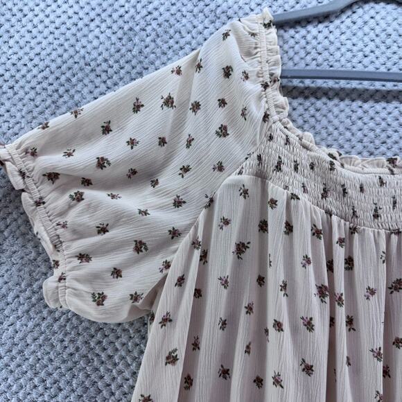 Torrid Top Womens 4 4X/26 Cream Floral Square Smocked Neck Milkmaid Peasant - Picture 5 of 12